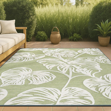 Tobago High-low Two-tone Monstera Leaf Indoor/Outdoor Area Rug